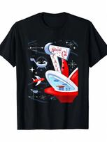 Humorous Atomic Cat Cafe Retro Futuristic Spaceport Mid Century T-Shirt - 220G Unisex Crew Neck Tee - Soft And Airy Casual Tee - Ideal Present For Bir S