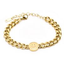 Trendy Gold Smiley Face Bracelet - European & American Style Hip Hop Jewelry for Women