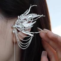 Silver Fairy Clip Earrings No Piercing Required Tassel Cuff Earrings Elf Ear Cuff  Special Occasion Left Ear