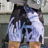 Mesh Breathable Men Shorts GYM Basketball Running Quick-Drying Shorts Baggy Flame Print Fashion Shorts Summer Shorts M