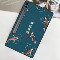 Planšetinio kompiuterio dėklas, skirtas Samsung Galaxy Tab S9 FE+ S8 Ultra anglies pluošto kinų stiliaus planšetinio kompiuterio dangtelis, skirtas Galaxy Tab S9 S8 A9 Plus minkštas silikoninis matinis apsaugas For Galaxy Tab S9 FE Plus