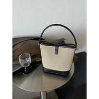 Bag Summer Women's Cross Canvas Shoulder Bag Large Capacity Genuine Leather Niche High-grade Exquisite Bucket Bag