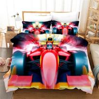 Raudonas lenktyninis automobilis 3D Vaikams Berniukams Patalynės komplektas F1 Žaidimų lenktynininkas Spausdinimas Antklodės užvalkalas 2/3 vnt. Patalynė su pagalvės užvalkalu Viengulei/Dvigulei lovai Patalynės užtiesalas 140x210cm 2pcs