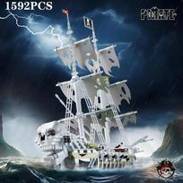 1592PCS Skeleton Ghost Ship Building Blocks Storm Pirate Ship Model Bricks Desktop Decoration Ornaments Kids DIY Toys Idea Gifts No box
