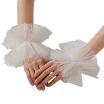 Women's Tulle Wrist Cuffs Costume Accessory White Lace Wrist Cuffs for Ladies Costume Accessory 1