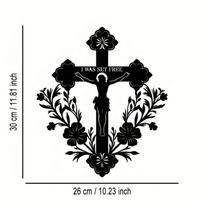 Metal Wall Art Wildflower Cross Inspirational Black Iron Home Decor Office Gift