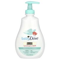 „Dove“ hipoalerginis prausiklis jautriai kūdikių odai be kvapiklių, 335 ml (384 ml)