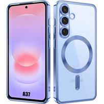 Case for Samsung Galaxy A37 5G, Silicone Protection with Magnetic Ring - Blue Chrome Effect