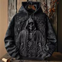 24 Cross-border Independent Store Fall/Winter New Arrival Hoodies 3D Digital Print Halloween Men's Skull Dark Style Sweatshirts S