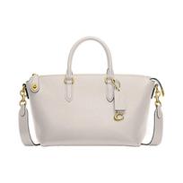 Coach Cara 27 Zipper Closure Pebble Leather Briefcase Shoulder Crossbody Bag Large Women bags Chalk-White CE741-B4HA Basic Set (Bag+Dust Bag)