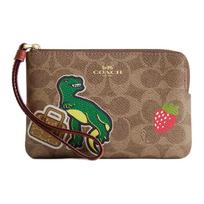 Coach Corner Zip 16 Sticker Print Zipper Closure Coated Canvas Clutch Bag Small Women clutch bag Brown Multicolor CW856-IMTAM Basic Set (Bag+Dust Bag)