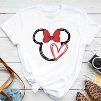 Summer Trendy Casual Minnie Mouse Head Print Cotton Unisex Design Clothing Aesthetic Fashion T-Shirt Top T-Shirt S