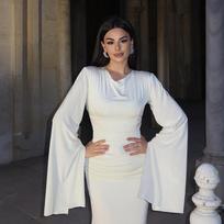 2025 Elegant Slim-fit European and American Women's Autumn/Winter Solid Color Dress S