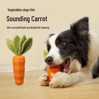 Carrot Squeaky Rubber Dog Toy for Puppy Teething and Entertainment oranžinė