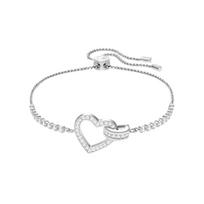Swarovski Lovely Romantic Heart Interlocking Adjustable Bracelet Women Bracelet Platinum 5380704 Box (Random Color)