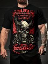 Men's Gothic Devil Skull T-shirt - I'm Coming for You Printed Top, Street Trendy for Rock Music, Halloween, and Daily Dressin... S įvairiaspalvis