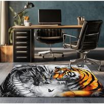 Dragon Tiger Battle Mythical Beast Crystal Velvet Rug Asian Feng Shui Living Room Floor Mat Powerful Symbolism Anti Slip Carpet 50x 80cm