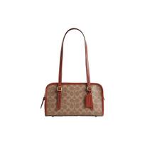 Coach Swing Zip 25 Classic Monogram Embossed Logo Zipper Closure Card Slot Protection Bag Women Handbag Brown CM580-B4NQ4 Basic Set (Bag+Dust Bag)