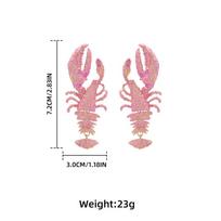 Exaggerated Ocean Style Multi-layer Baked Paint Metal Lobster Summer Beach Style Fashionable Earrings For Women rožinė