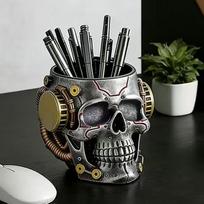 §Mechanical Style Skull Pen Holder For Home, Bedroom, Study, Desktop, Unique Multi-functional Storage Bucket