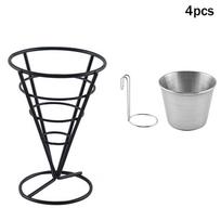 'Four Stainless Steel Fry Racks With Sauce Cups, Perfect For Kitchens, Restaurant Buffets, Picnic Parties, And Family Gatherings