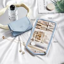 High-grade Folding Jewelry Bags Leather Mini Necklace Earrings Bag Portable Pouch Travel