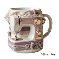Coffee Mug 330ml Ceramic Sewing Machine Theme Cute Dinnerware Cups Portable Catering Coffee Dinnerware For Tea Kitchen Home 330ml