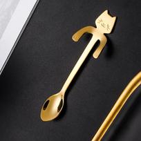1pc Stainless Steel Coffee Spoon Lovely Cute Cat Shape Teaspoon Dessert Snack Scoop Ice Cream Mini Spoons Tableware auksas