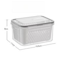 Kitchen Cover Refrigerator Frozen Fresh Food Sealed Fresh-keeping Box Fruit and Vegetable Drain Plastic Storage Box grey