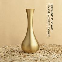 Minimalist Brass Bud Vase, Slim Neck Vase for Home Decor, Office Desk, and Meditation Spaces, Durable Solid Brass Construction