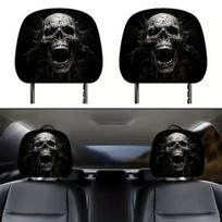 2pcs Face Printed Car Pillowcase Soft Comfortable Decorative Cushion Cover Auto Seat Headrest Washable Polyester Fabric