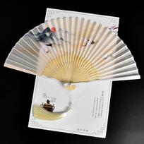 Vintage Bamboo Folding Fan Crane Pattern Classical Double Side Fan Traditional with Tassel Carved Hollowed-Out Fan