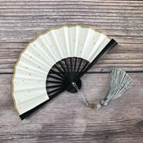 Party Decor Ornaments 4 Inch Folding Fan Gilded Rice Paper Portable Hanfu Fan Antique Tassel Colorful Paper Fans Party Wedding