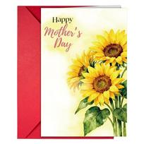 10Pcs/Set Floral Pattern Mother's Day Greeting Card Folding Romantic Bouquet Thank You Card with Red Envelope Blessing