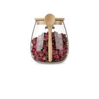 Wide Mouth Glass Storage Jars Leak-Proof Airtight Food Storage Canisters with A Spoon with Bamboo Lid Organization Jar Bath Salt