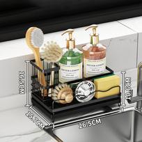 Stainless Steel Kitchen Sink Rack Self-draining Quick Dry Dishcloth Organizer Large Capacity Rustproof Kitchen Sponge Holder