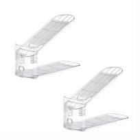 2Pcs Transparent Double Layer Shoe Rack Anti-slip Space Saving Shoe Holder Plastic Adjustable Heights Shoes Storage Rack skaidri