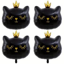 22inch Pink Cat Balloons Aluminum Foil Helium Cute Crown Cat Shape Animal Balloons Kitten Pet Cat Themed Birthday Party Decoration Other