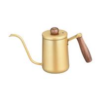 600ML Pour Over Coffee Kettle Wood Handle Stainless Steel Drip Filter Coffee Maker Anti-scald Temperature Meter