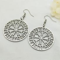 Norse Runes Viking Compass Earrings for Women Stainless Steel Gold Color Vegvisir Talisman Ear Hook Scandinavian Jewelry E7023S0