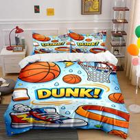 Basketballs, sneakers, hoops,  Dunk!  Bedding sets Duvet cover sets Duvet covers Pillowcases(1 * Duvet Cover 2 * Pillowcases without duvet insert) 135x200cm