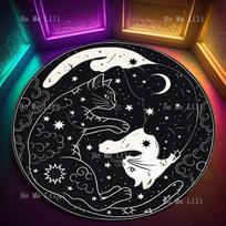 Round Circle Rugs Animal Boho Luxury Personalized Gifts Cat Lover Indoor Rug Door Mat 60X60cm