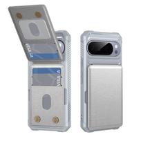 Wallet Case for Google Pixel 10 9 Pro XL 8 7 Pro 9A 8A 7A with Card Slots, Flip Magnetic Closure Kickstand TPU Bumper Protective For Pixel 7 sidabro pilka spalva