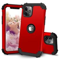 For iPhone 11 Pro Max (2019) iPhone 8 7 Plus SE 2020 Phone Cases,Hard PC+Soft Silicone 3-Layers Hybrid Full-Body Protect For iPhone 8 raudona