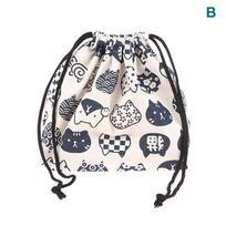1Pc Japanese Style Drawstring Lunch Box Storage Bag For Travel Picnic Portable Easy Wash Bento Lunch Box Tote Pouch