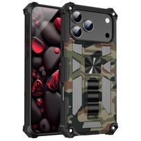 Military Armor Camouflage Folding Stand Phone Case For iPhone 17 16 15 14 13 12 11 Pro Max Plus For Car Holder Outdoors off-road For iPhone 12 12Pro