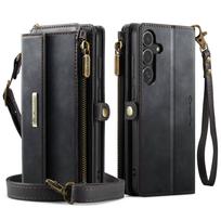 For Samsung Galaxy S25 FE Wallet Case, RFID Blocking PU Leather Case Kickstand Flip Cover Wrist Strap Zipper Card Holder Slots For Galaxy S25 FE juoda