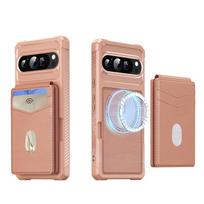 Detachable Wallet Case for Google Pixel 10 9 Pro XL 8 7 Pro 9A 8A 7A, Magnetic Wireless Charging, Shockproof Flip Card Holder For Pixel 7 rožinio aukso spalvos