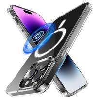 for iPhone 15 14 13 12 Pro Max Case Clear Magnetic Compatible with MagSafe Non Yellowing Shockproof Case with Military Grade for iPhone 12 Mini gryna