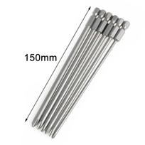 Steel Magnetic Hex Cross Head Screwdriver Bits, 6PCS, 14in Shank, 150mm Long, High Hardness, Magnetic, Firmly Fixed